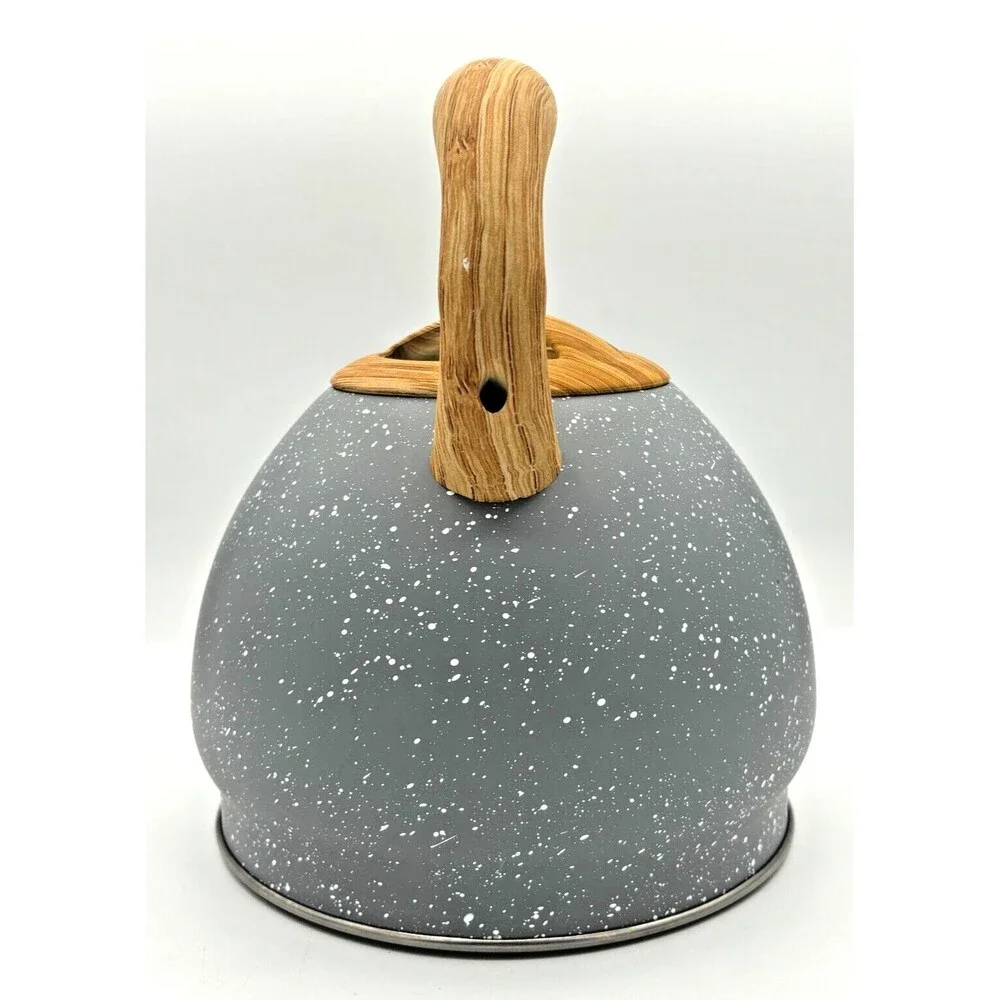 Well Equipped Kitchen Stainless Steel Tea Kettle Ergonomic Wood Rubber‎ Handle
